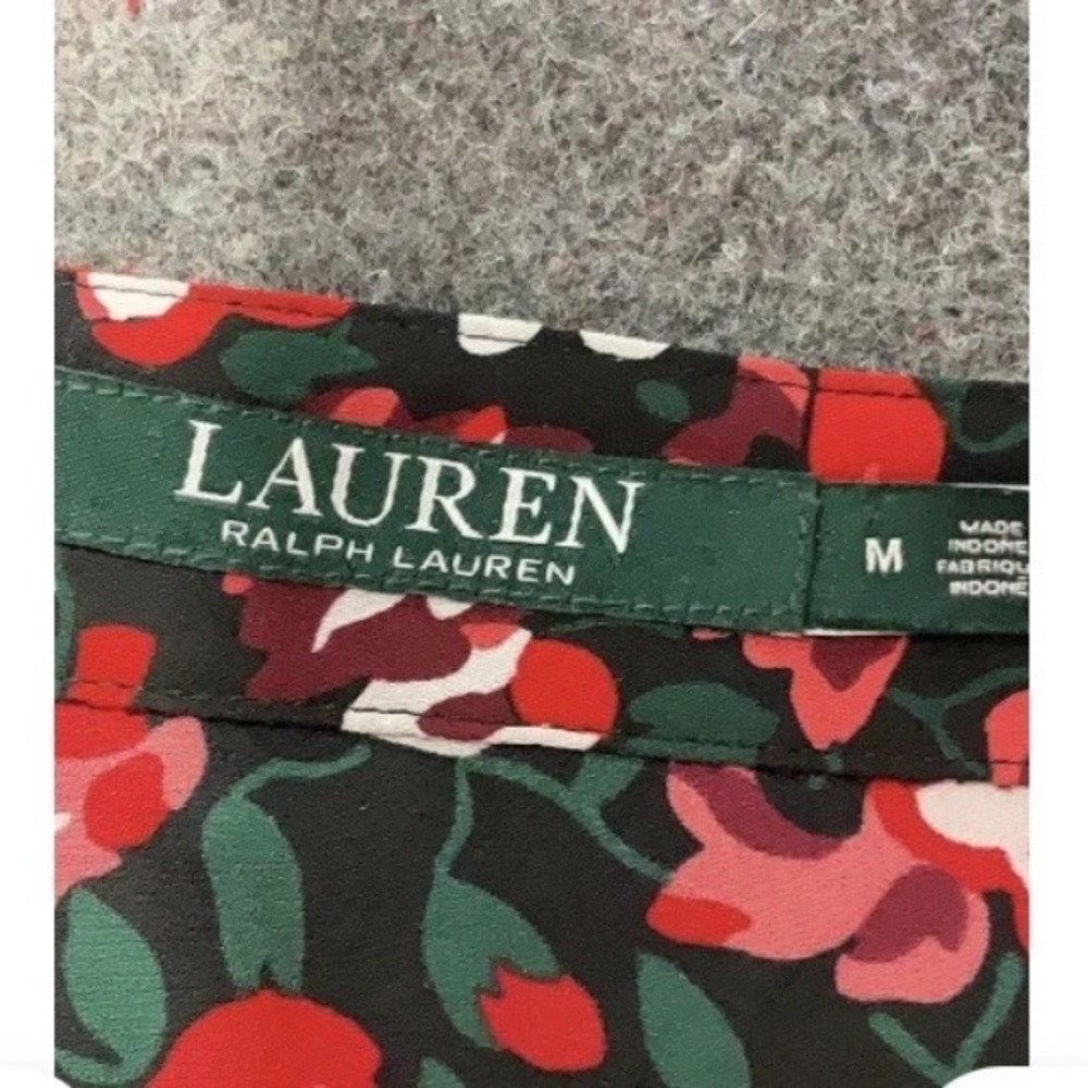 RALPH LAUREN Floral Ruffle Button Long Sleeve Blouse M Career Classic Timeless - Picture 10 of 11